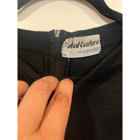 Womens Aled Couture Made in Israel Black Wool Sheath Dress Office Formal Size 12 - Picture 5 of 8